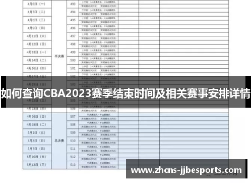 如何查询CBA2023赛季结束时间及相关赛事安排详情